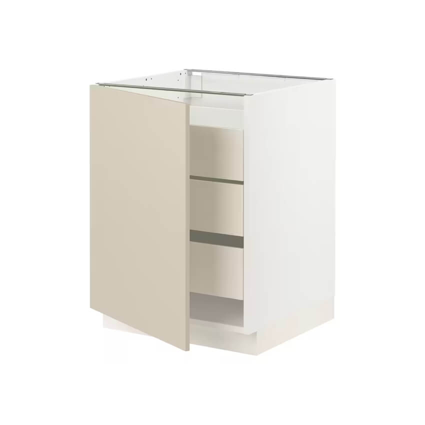 Base cabinet with 1 door/3 drawers, white/Kungsbacka anthracite